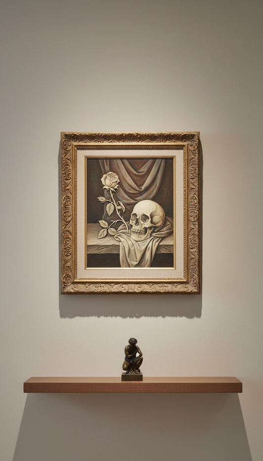 Antique Ivory Still Life in Elegant Frame
