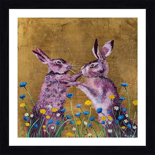 Boxing Hares Framed & Mounted Print