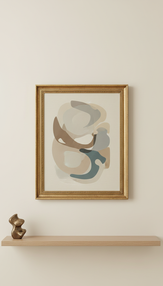 Abstract Canvas with Aged Gold Frame