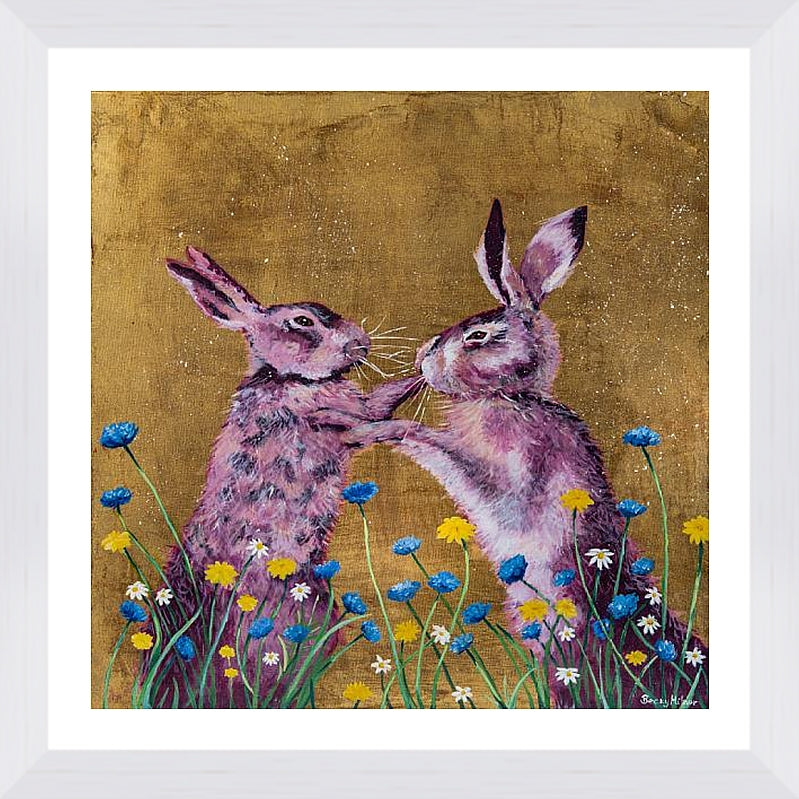 Boxing Hares Framed & Mounted Print
