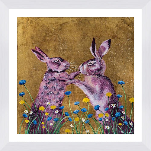 Boxing Hares Framed & Mounted Print