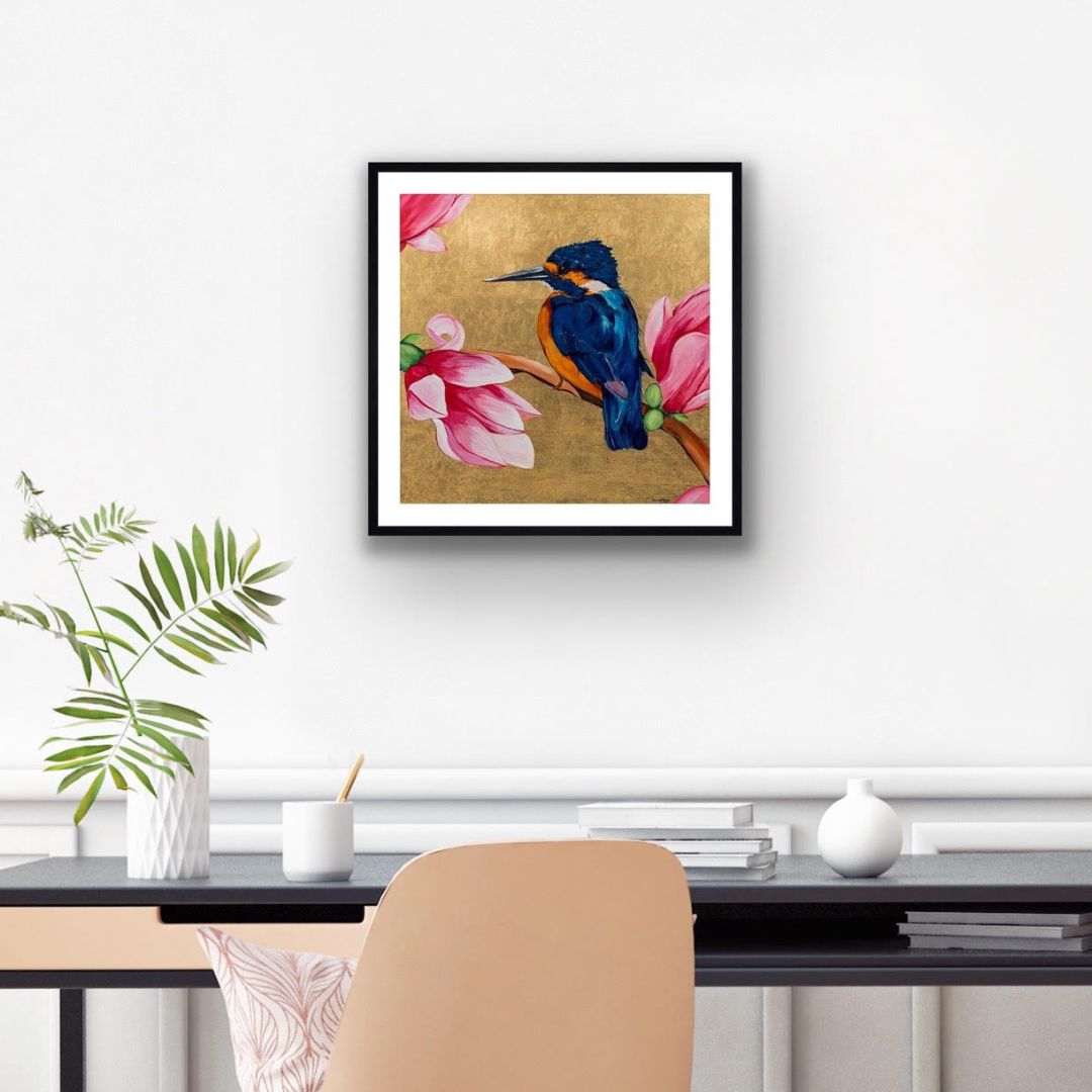 Estelle the Kingfisher Framed & Mounted Print