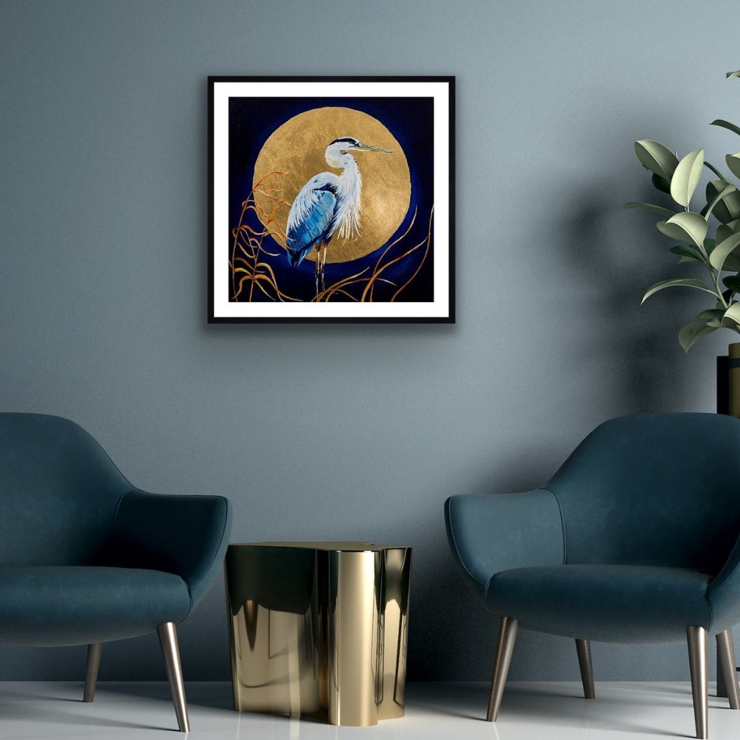 Harper the Heron Framed & Mounted Print