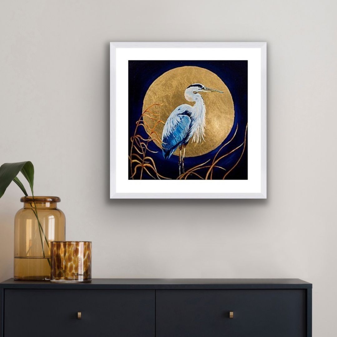 Harper the Heron Framed & Mounted Print