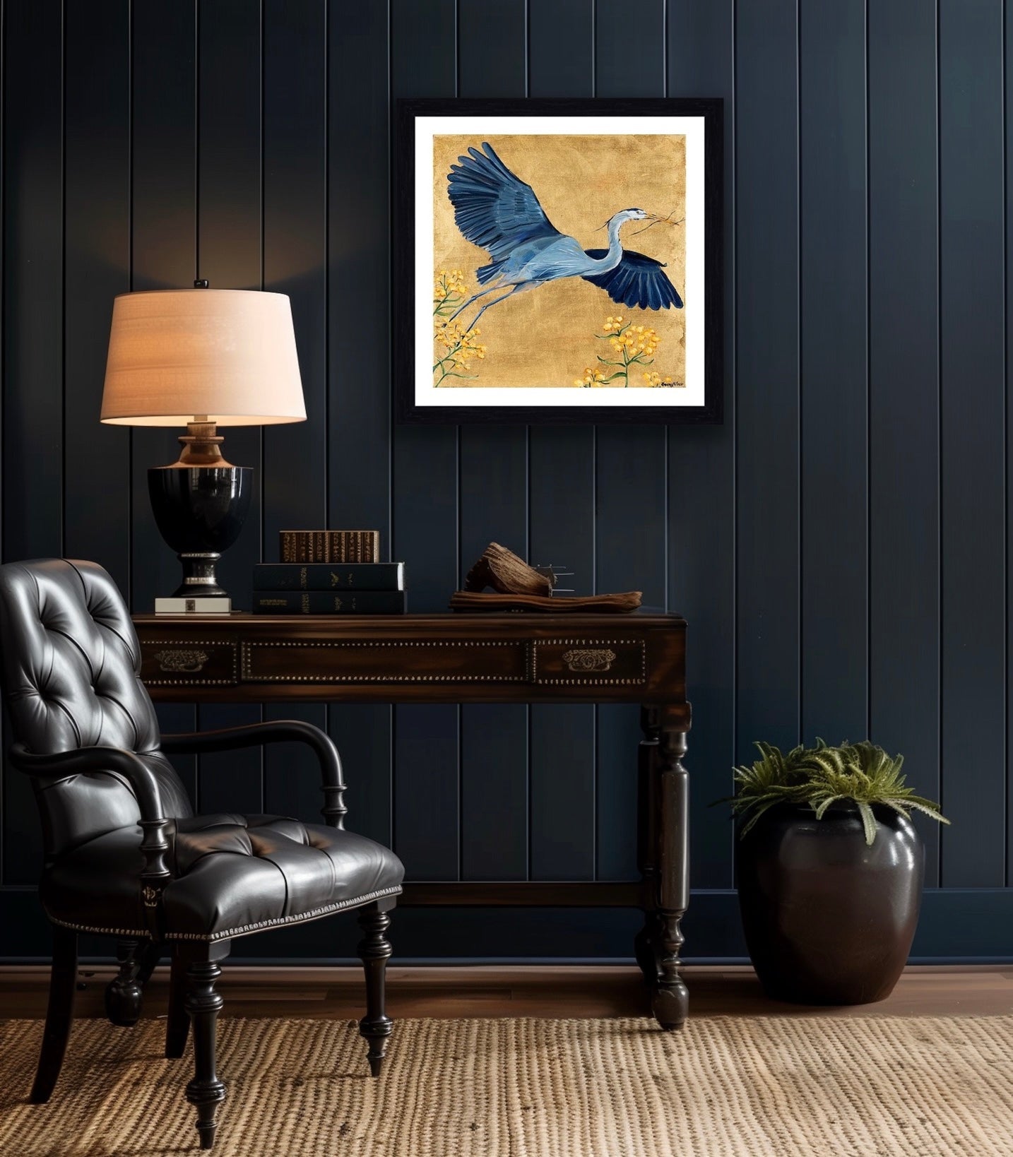 Grey Heron Flying Framed & Mounted Print