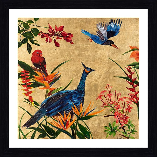 Tropical Birds and Flowers Framed & Mounted Print