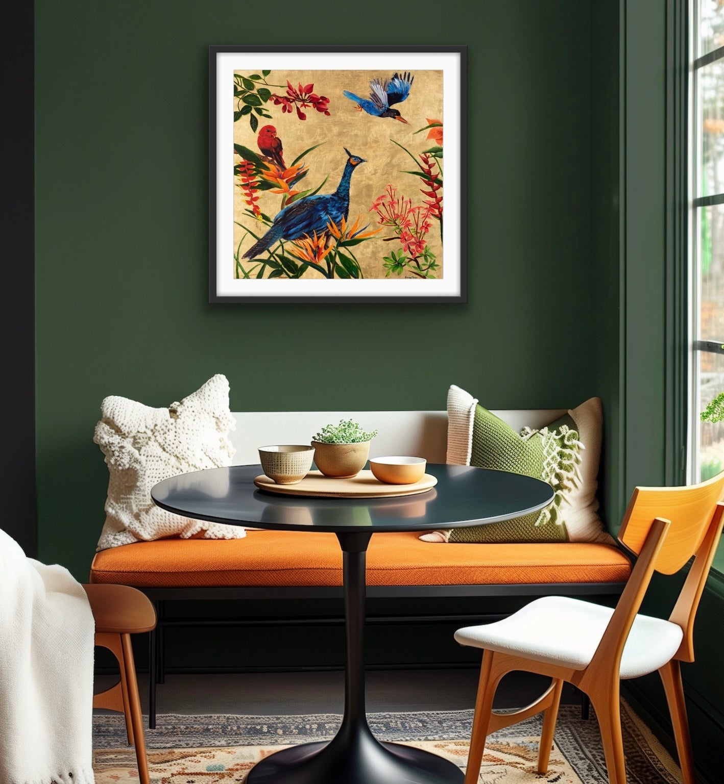 Tropical Birds and Flowers Framed & Mounted Print