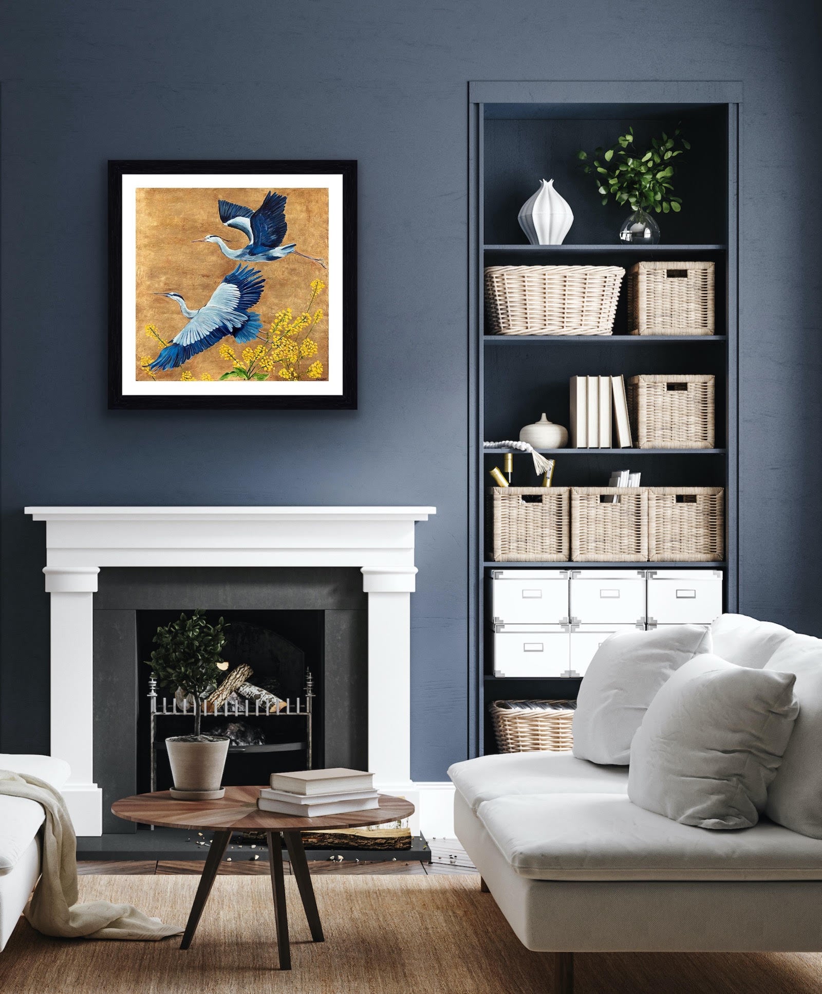 Herons Flying Framed & Mounted Print