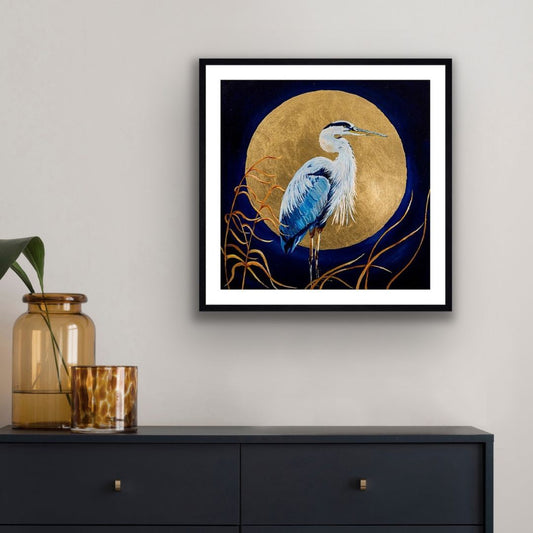 Harper the Heron Framed & Mounted Print